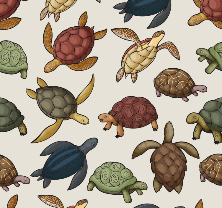 Beige Turtle Pattern animals wallpaper - TenStickers