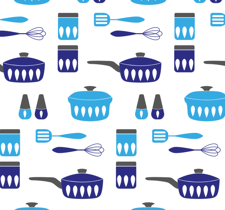 Utensils pattern modern kitchen wallpaper - TenStickers