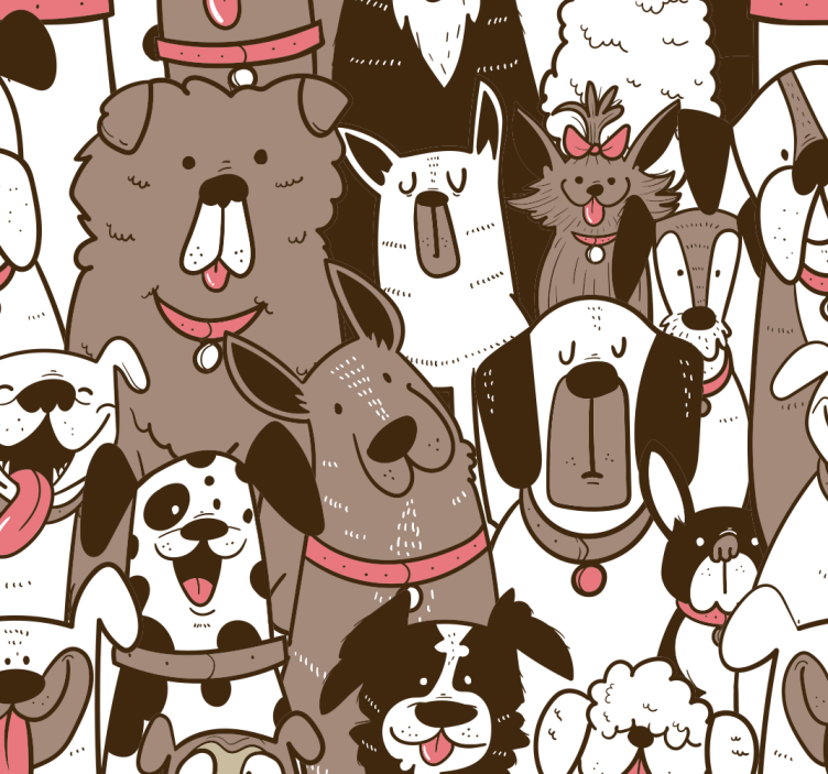 Happy faces cute dog wallpaper - TenStickers