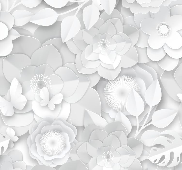 White flowers 3D wallpaper - TenStickers