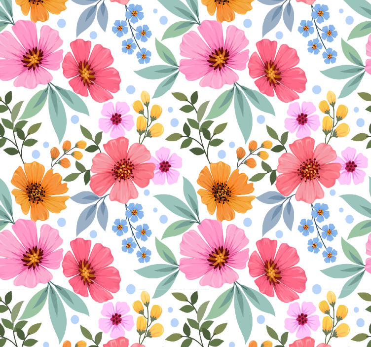 Small colorful pattern flowers wallpaper - TenStickers