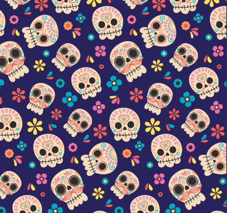 Colorful Skull Pattern cute halloween wallpaper - TenStickers