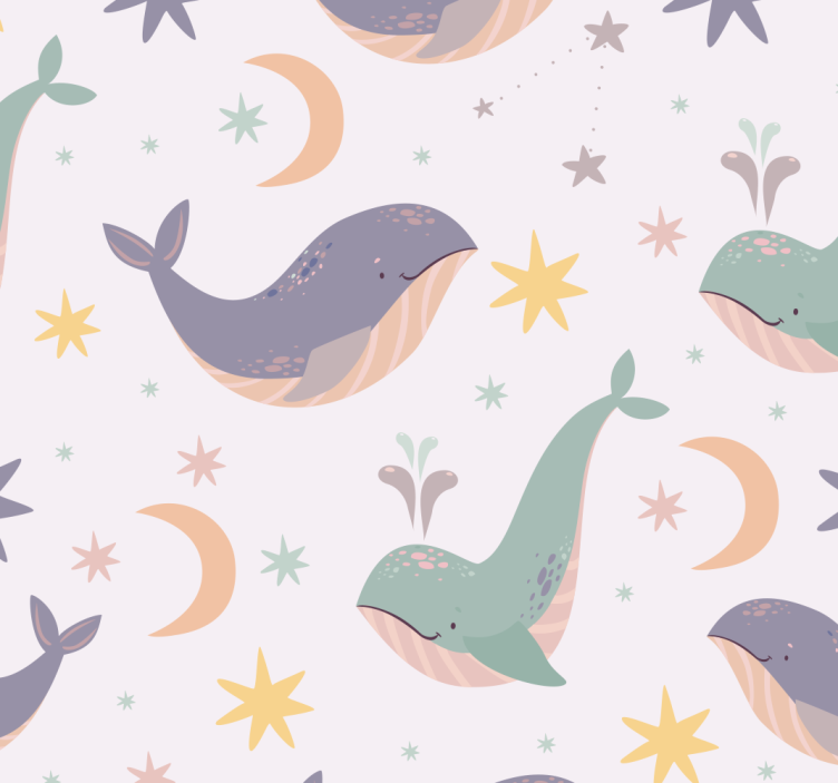 Whimsical Whale Patterns animals wallpaper - TenStickers