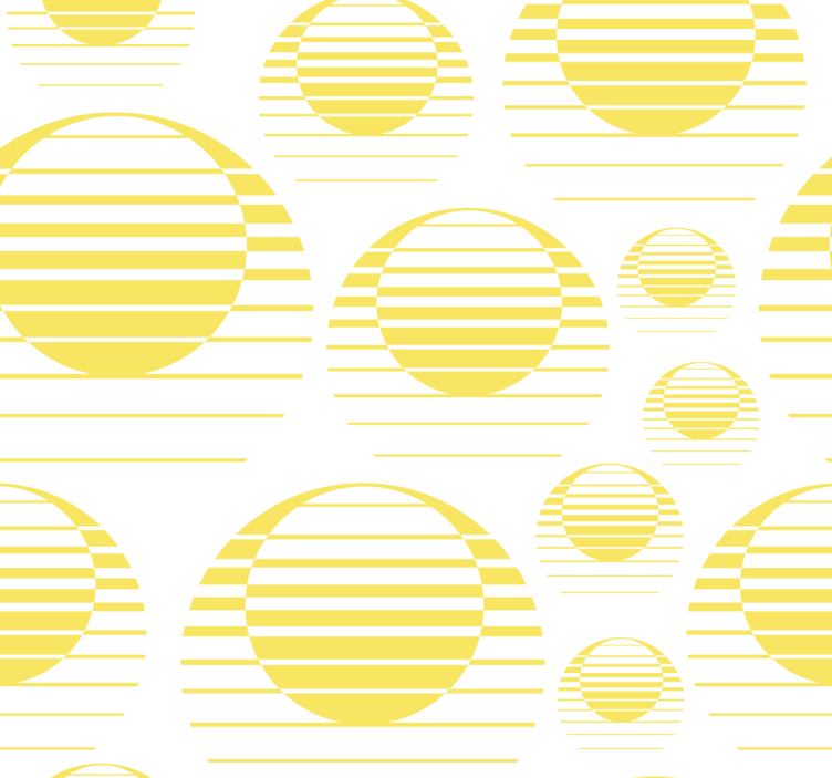 Retro sun draw yellow circles wallpaper - TenStickers