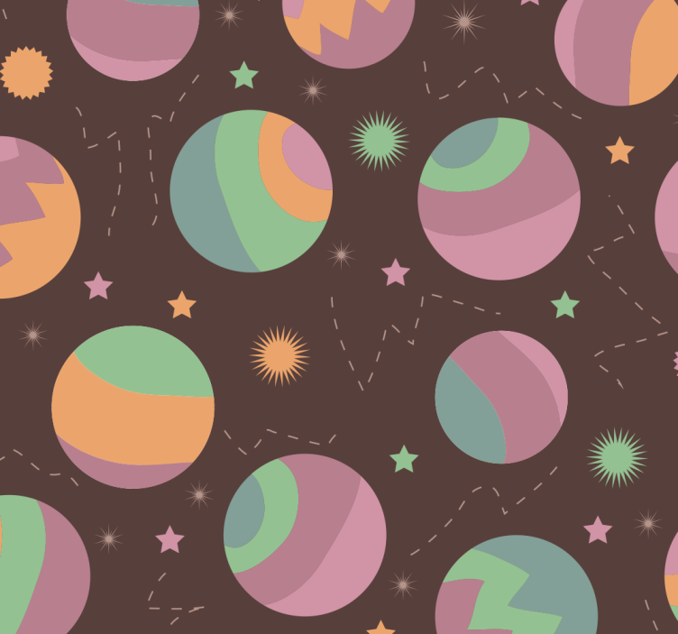 Cosmic Polka Pattern children's wallpaper - TenStickers