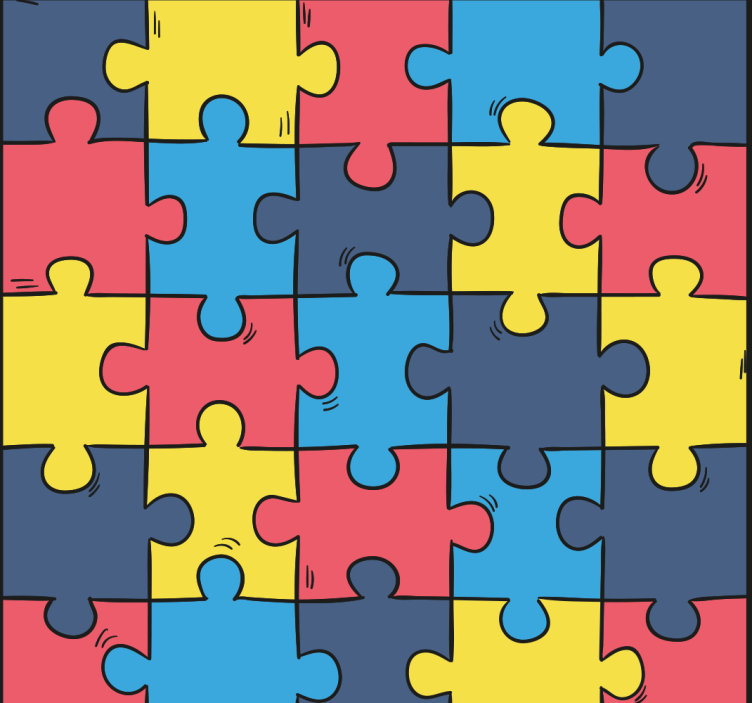 Rainbow Jigsaw Abstract Bedroom Wallpaper - TenStickers