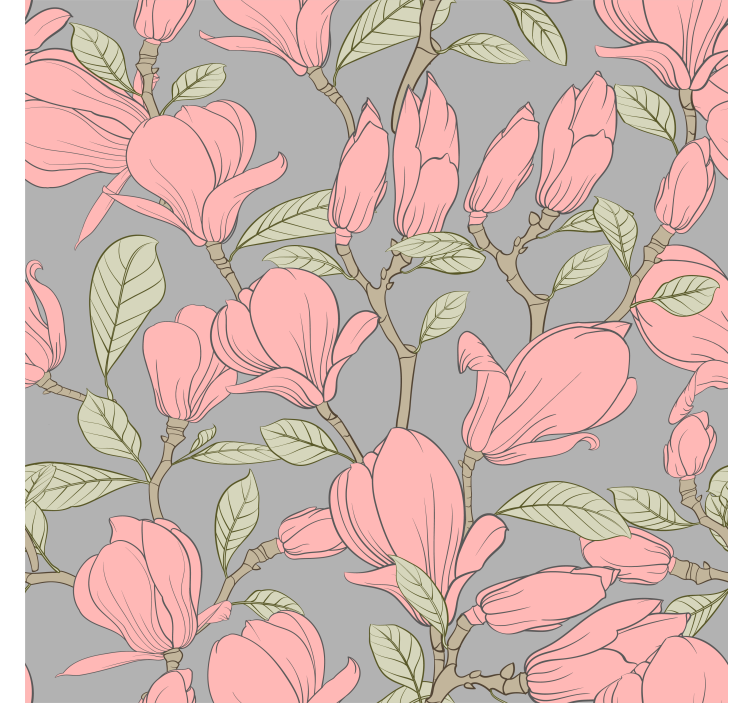 Floral Magnolias flowers wallpaper - TenStickers