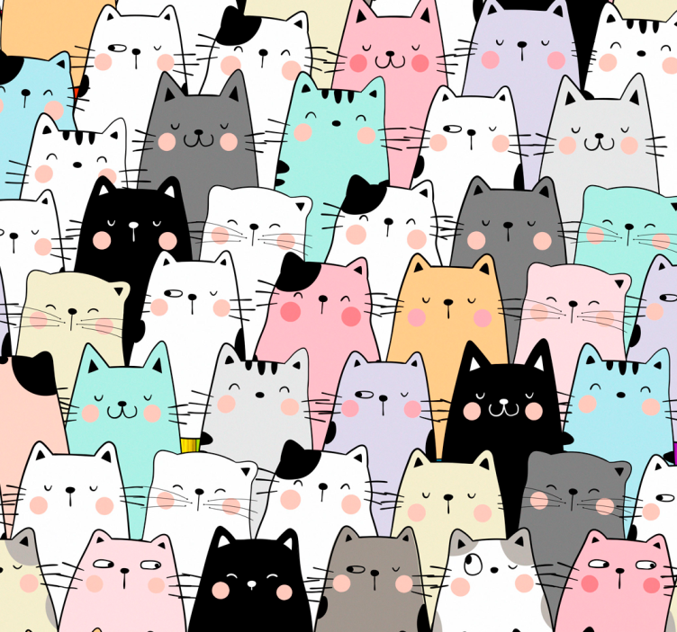 Colourful patterned cat teenage wallpaper - TenStickers