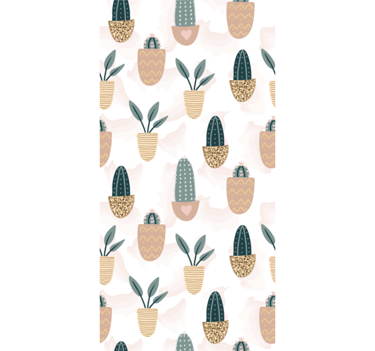 Potted Cacti Pattern nature wallpaper - TenStickers