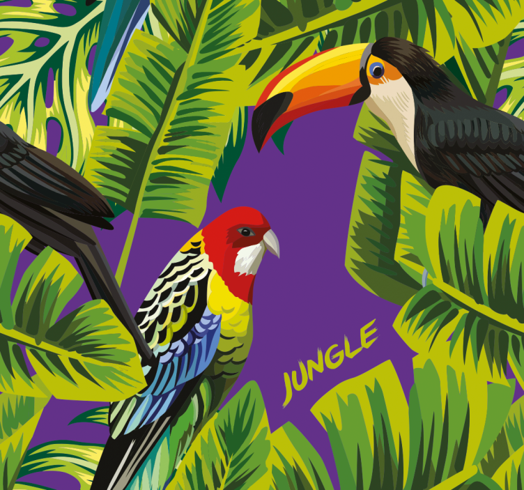 Tropical Bird Paradise parrots wallpaper - TenStickers