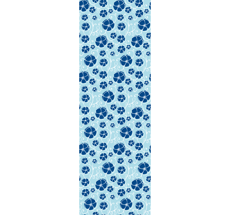 Azure Blooming Tiles floral wallpaper - TenStickers