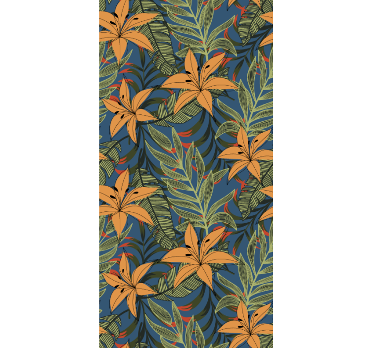 Tropical Floral Pattern flowers wallpaper - TenStickers