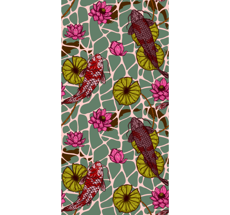 Koi Pond Motif fishes wallpaper - TenStickers