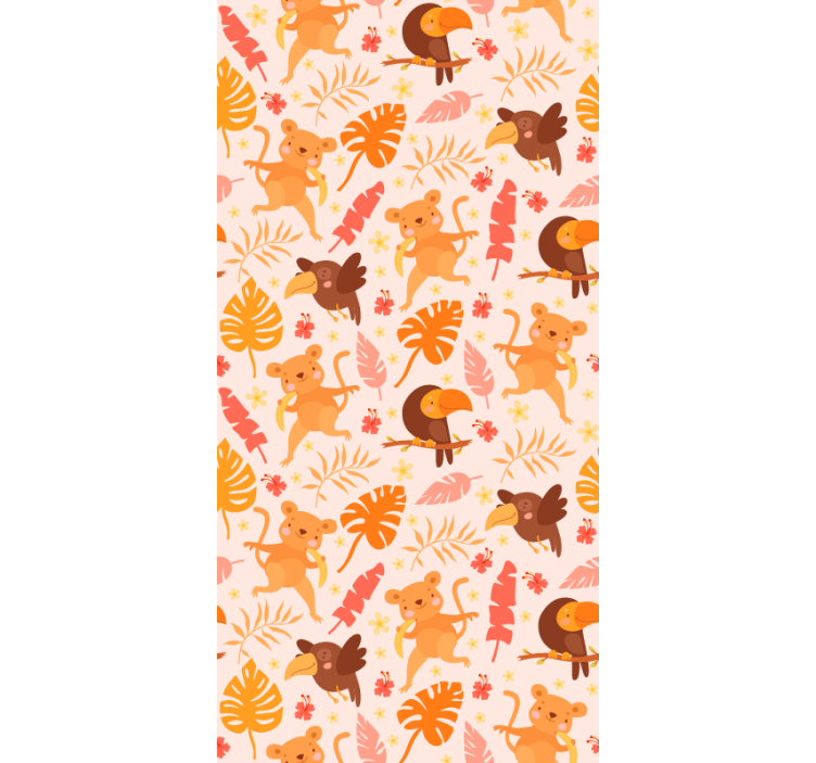 Playful Jungle Fauna Animal Wallpaper - TenStickers