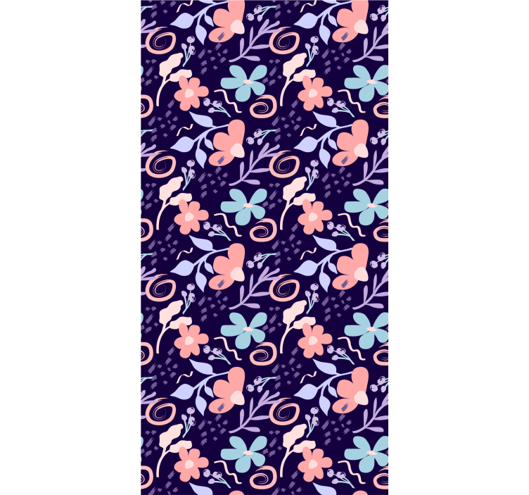Purple Floral Pattern flowers wallpaper - TenStickers