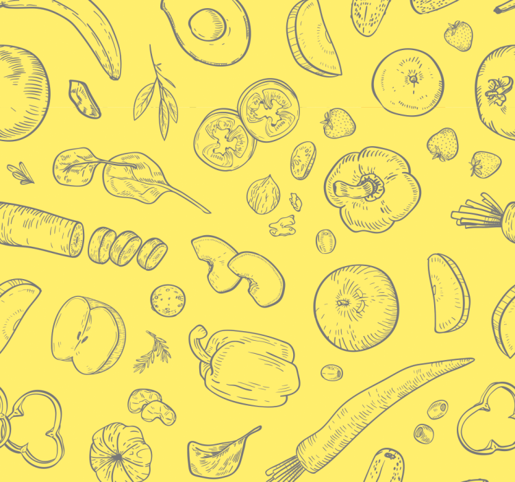 Fruitful Sketches kitchen wallpaper - TenStickers