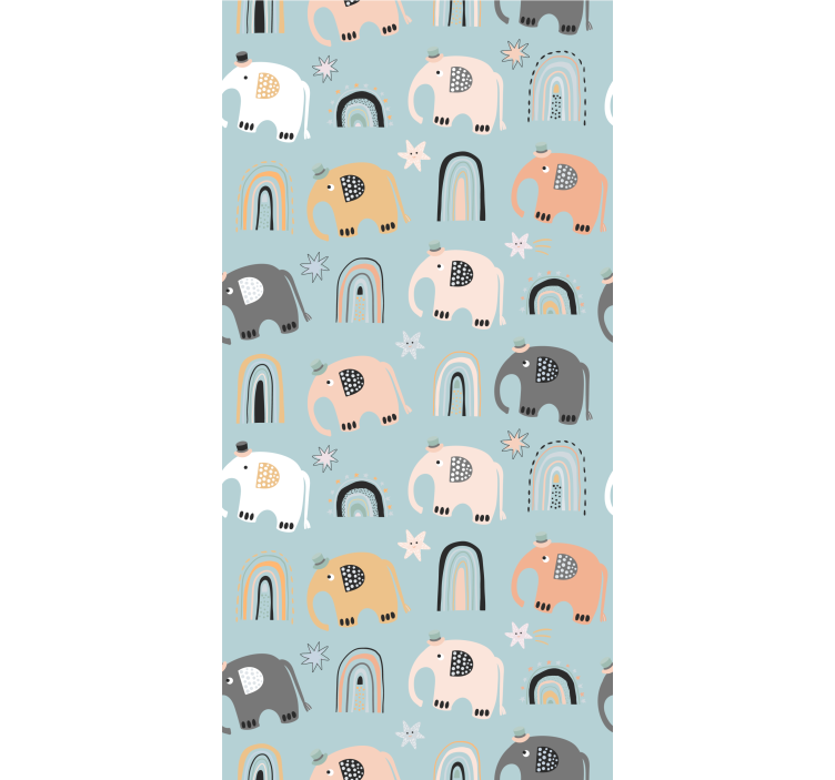 Elephant Rainbow Motifs children's wallpaper - TenStickers