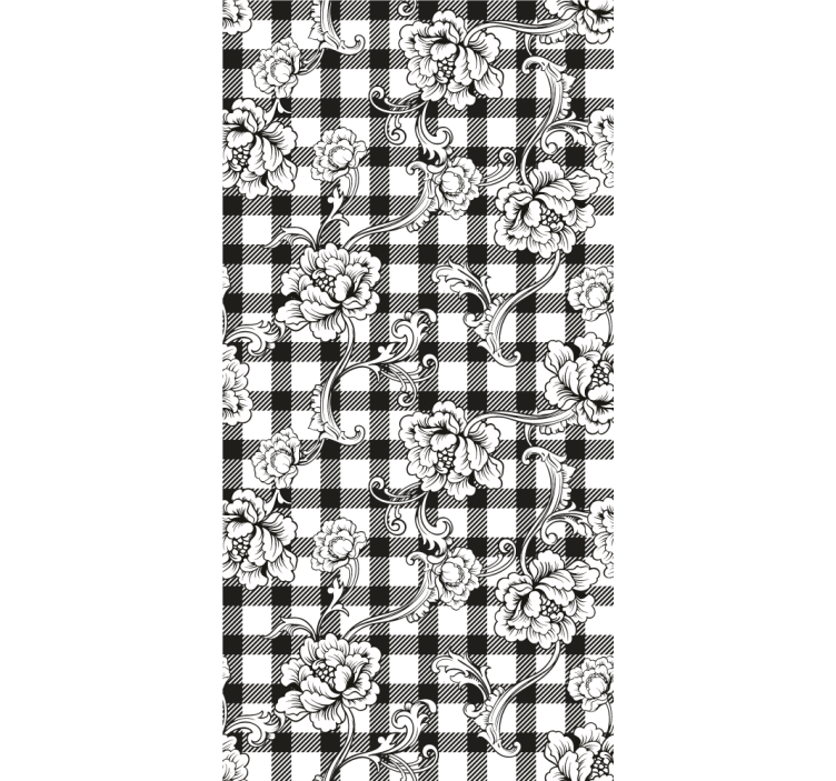Botanical Checkerboard floral wallpaper - TenStickers