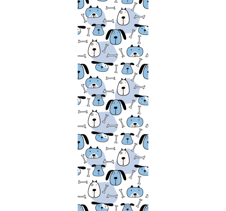 Blue drawn dogs pattern bedroom wallpaper - TenStickers