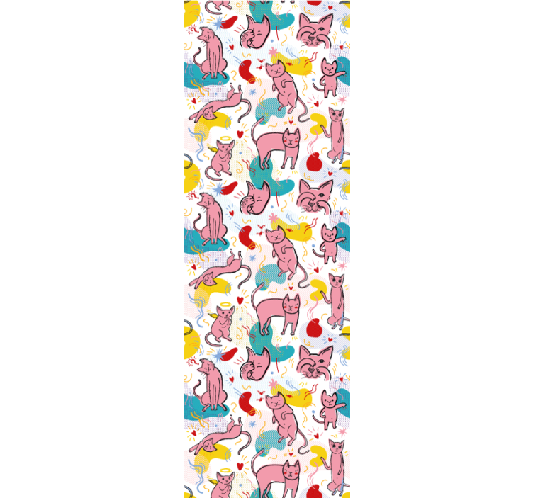Playful Feline Patterns cats wallpaper - TenStickers