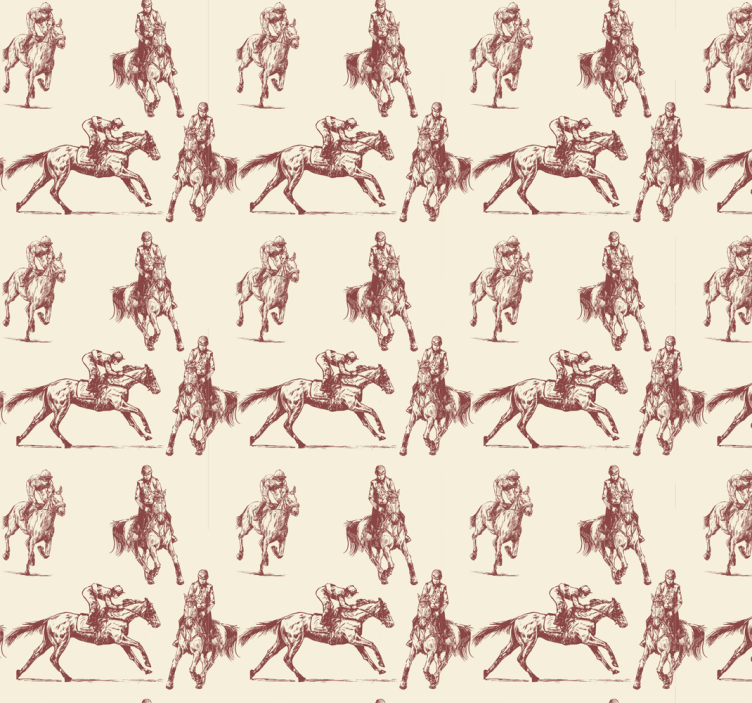 Beige and brown horse pattern bedroom wallpaper - TenStickers