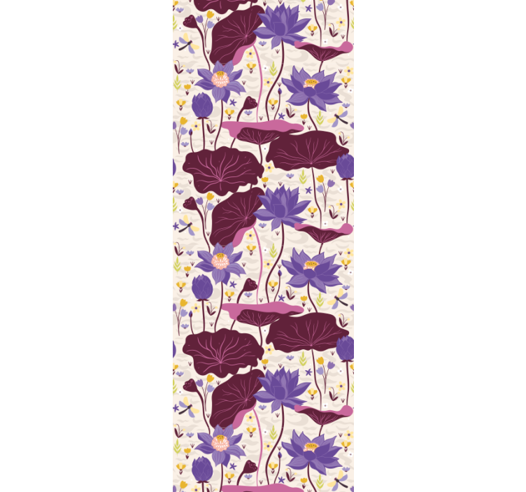 Blue and purple pattern flowers wallpaper - TenStickers