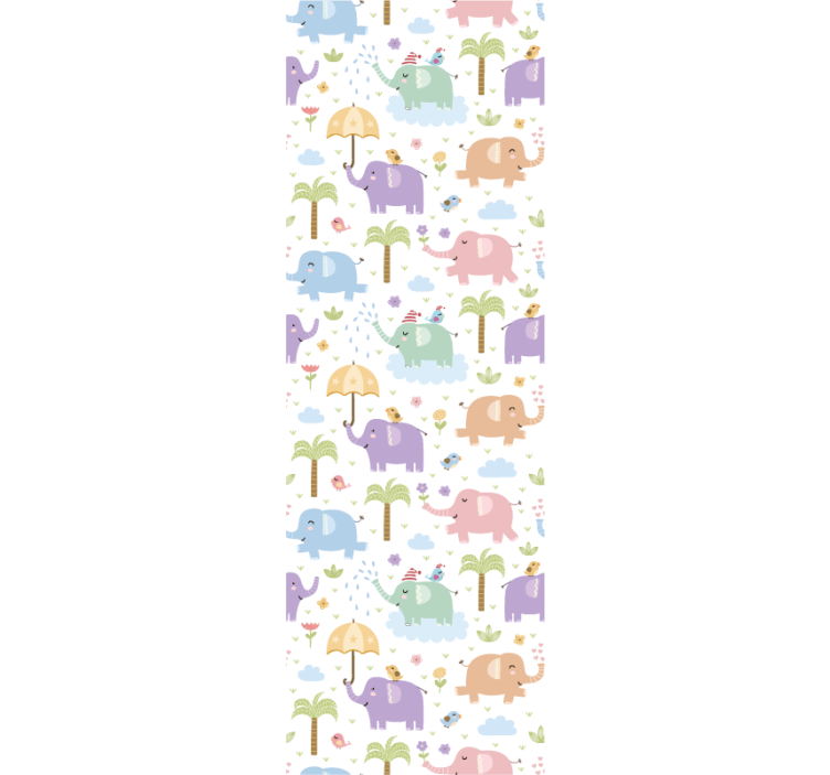 Elephant Playtime nursery wallpaper - TenStickers