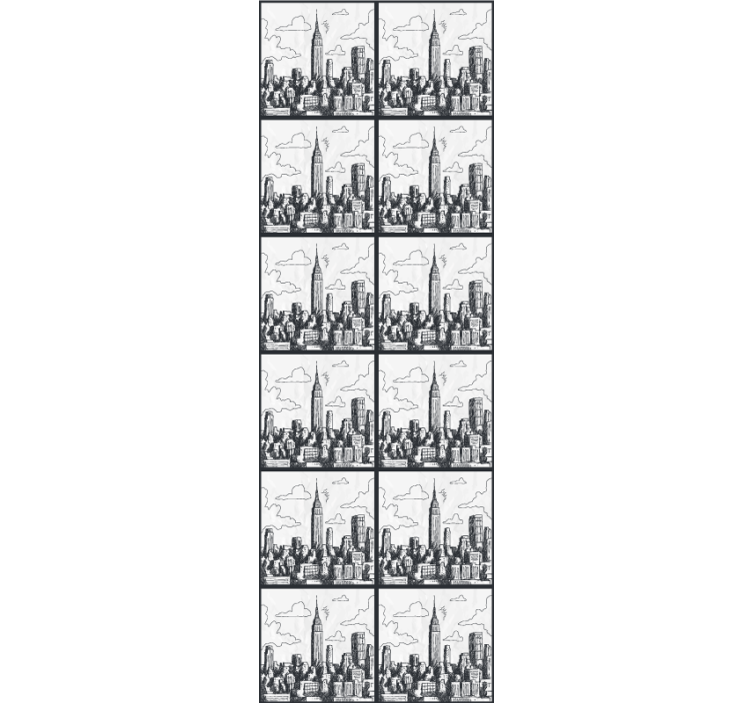 Urban Skyline Sketch city wallpaper - TenStickers