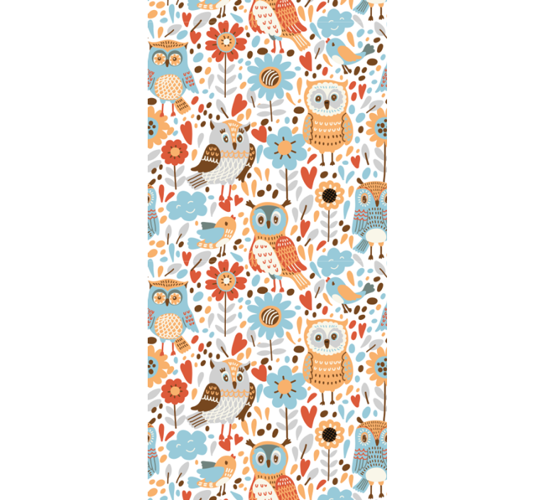 Owls Floral Pattern nursery wallpaper - TenStickers