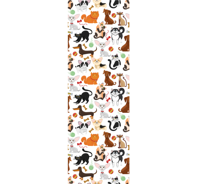 Doddle illustration of dogs and cat wallpaper - TenStickers