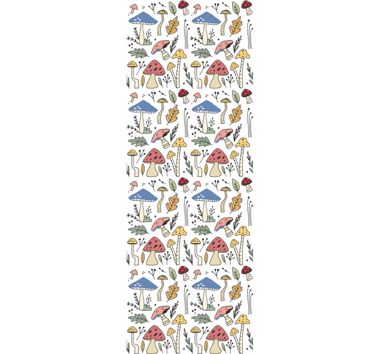 Hand drawn mushrooms pattern kitchen wallpaper - TenStickers