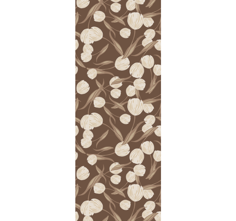 Floral Brown Pattern flowers wallpaper - TenStickers
