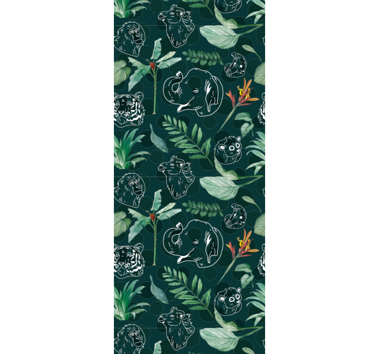 Animal Faces jungle themed wallpaper - TenStickers