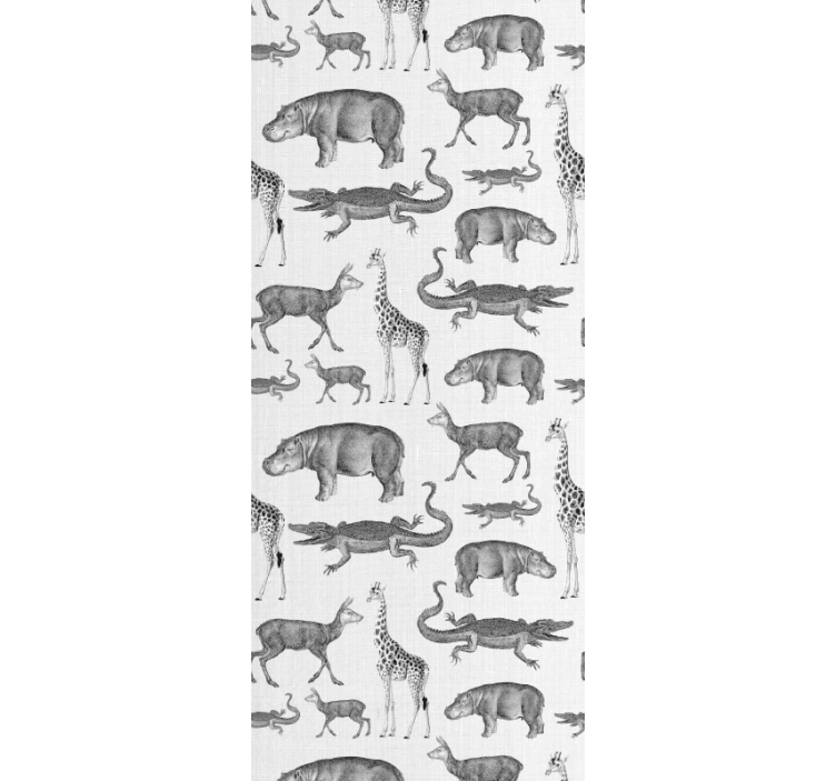 Tropical gray motif animals wallpaper - TenStickers