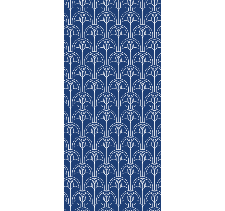Blue outline pattern floral wallpaper - TenStickers