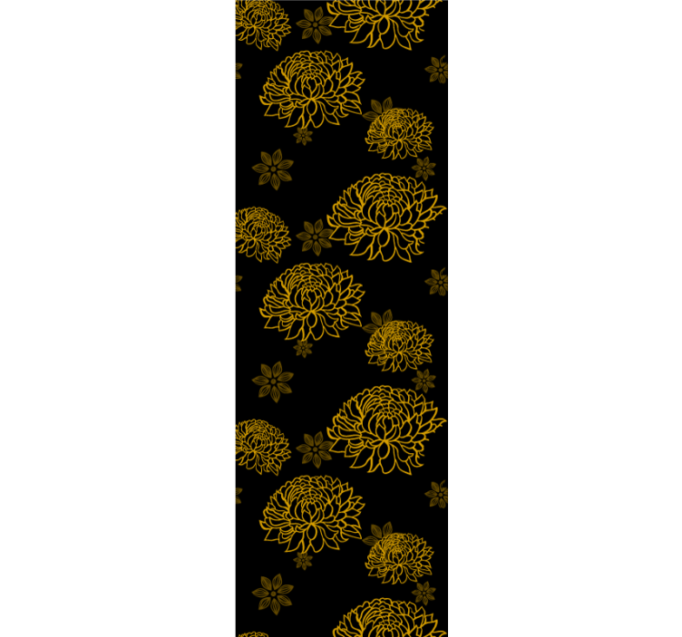 Golden floral pattern floral wallpaper - TenStickers