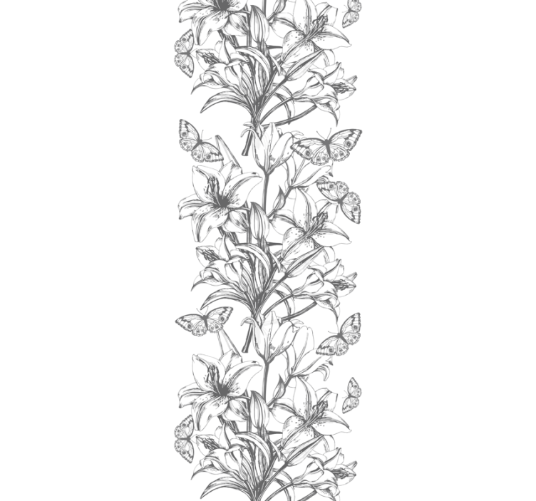 Butterflies and Lilies flowers wallpaper - TenStickers