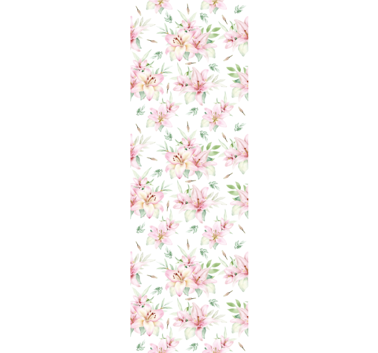 Pink and white pattern flowers wallpaper - TenStickers
