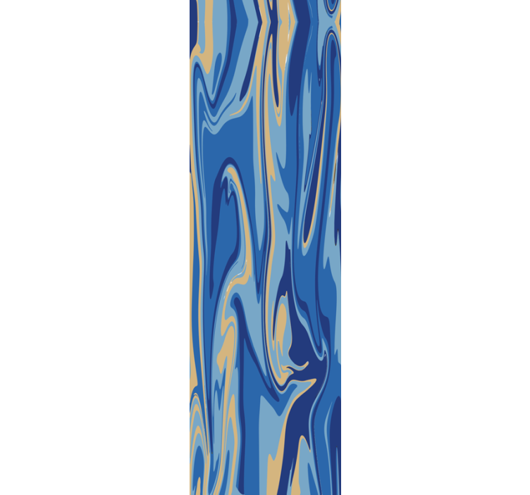 Fluid blue waves geometric wallpaper - TenStickers