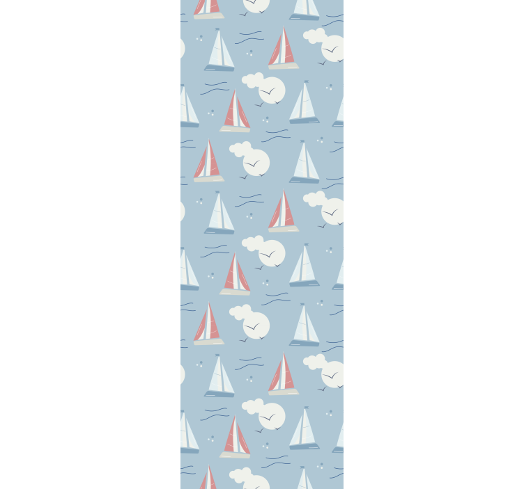 Sailboats and clouds children's wallpaper - TenStickers