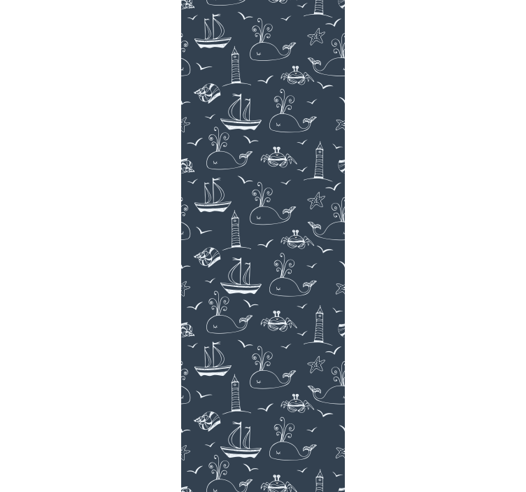 Whale  nautical scene fishes wallpaper - TenStickers