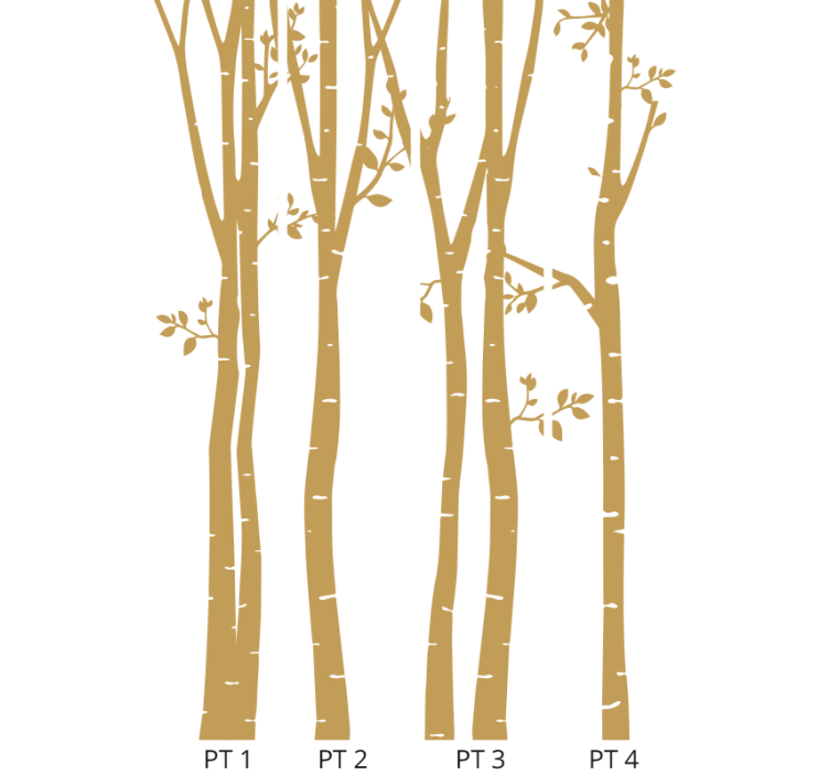 Stylized Golden Silhouettes wallpaper of a tree - TenStickers