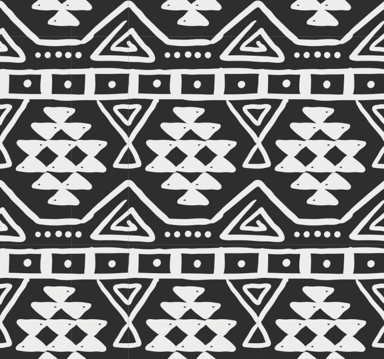 Wallpaper black and white pattern bohemian - TenStickers