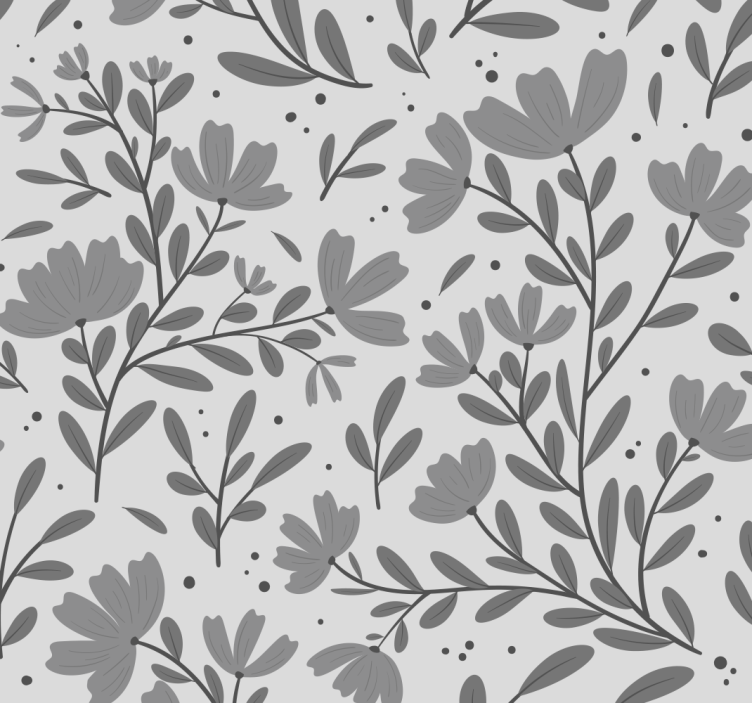 Grey flowers pattern headboard wallpaper - TenStickers