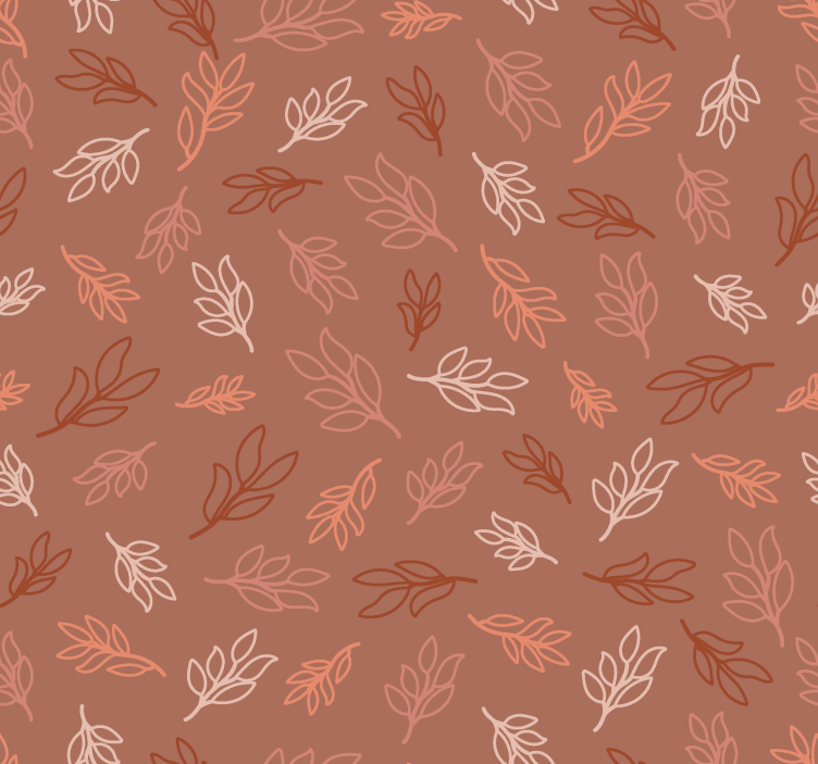 Leaves pattern Terracotta colour wallpaper - TenStickers