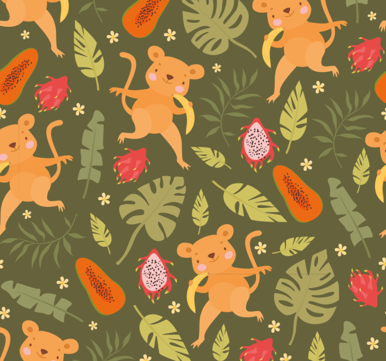 Playful Motif Bear Wallpaper - TenStickers