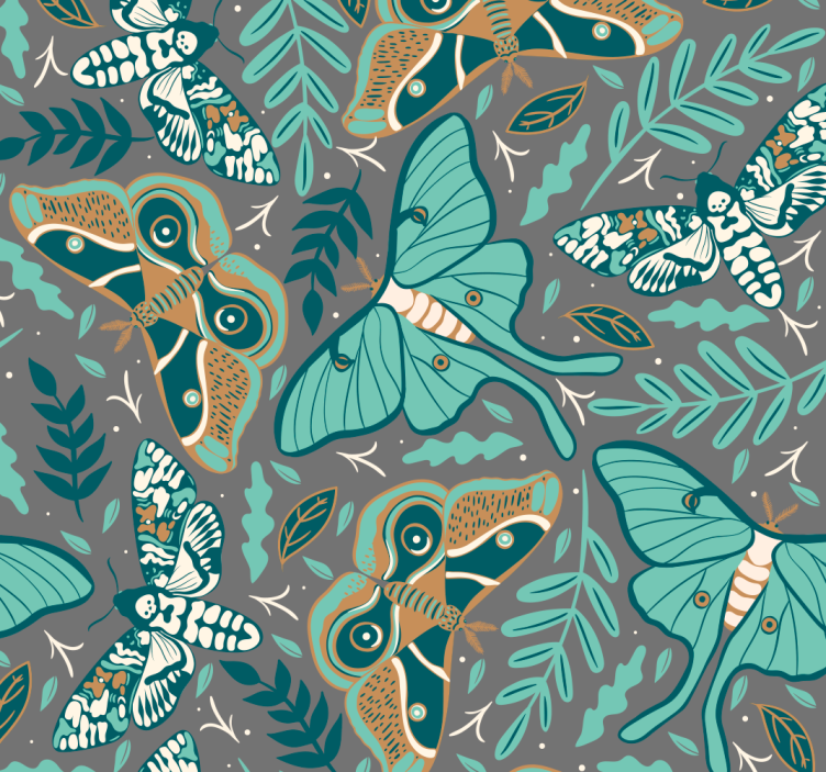 Elegant Ornamental Spread butterflies wallpaper - TenStickers