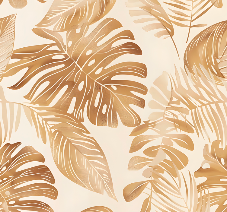 Beige large foliage arrangement leaves wallpaper - TenStickers
