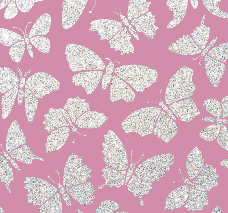 Butterfly patterns pink wallpaper - TenStickers