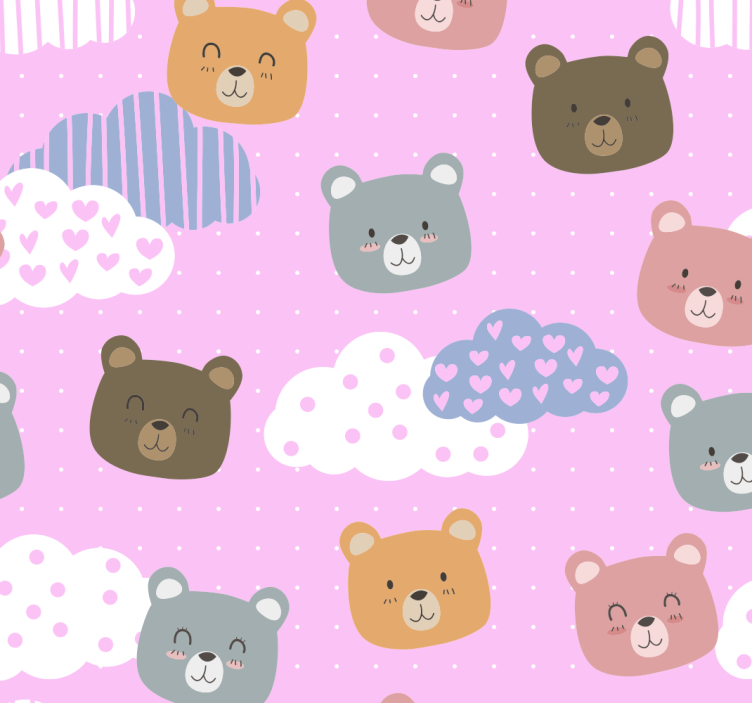 Cuddly Bears Pattern nursery wallpaper - TenStickers